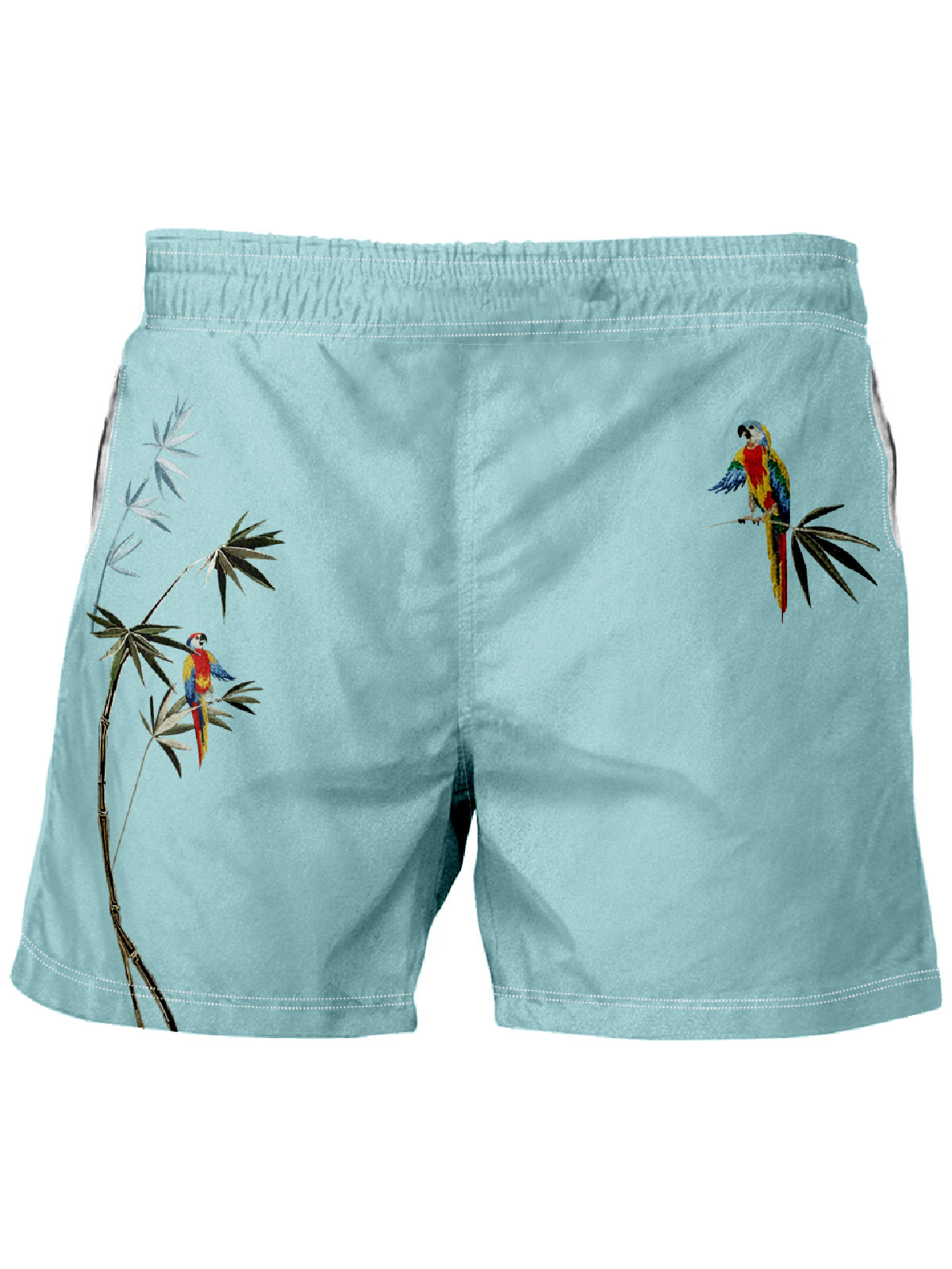Men's Hawaiian Bamboo Parrot Print Casual Shorts-Garamode