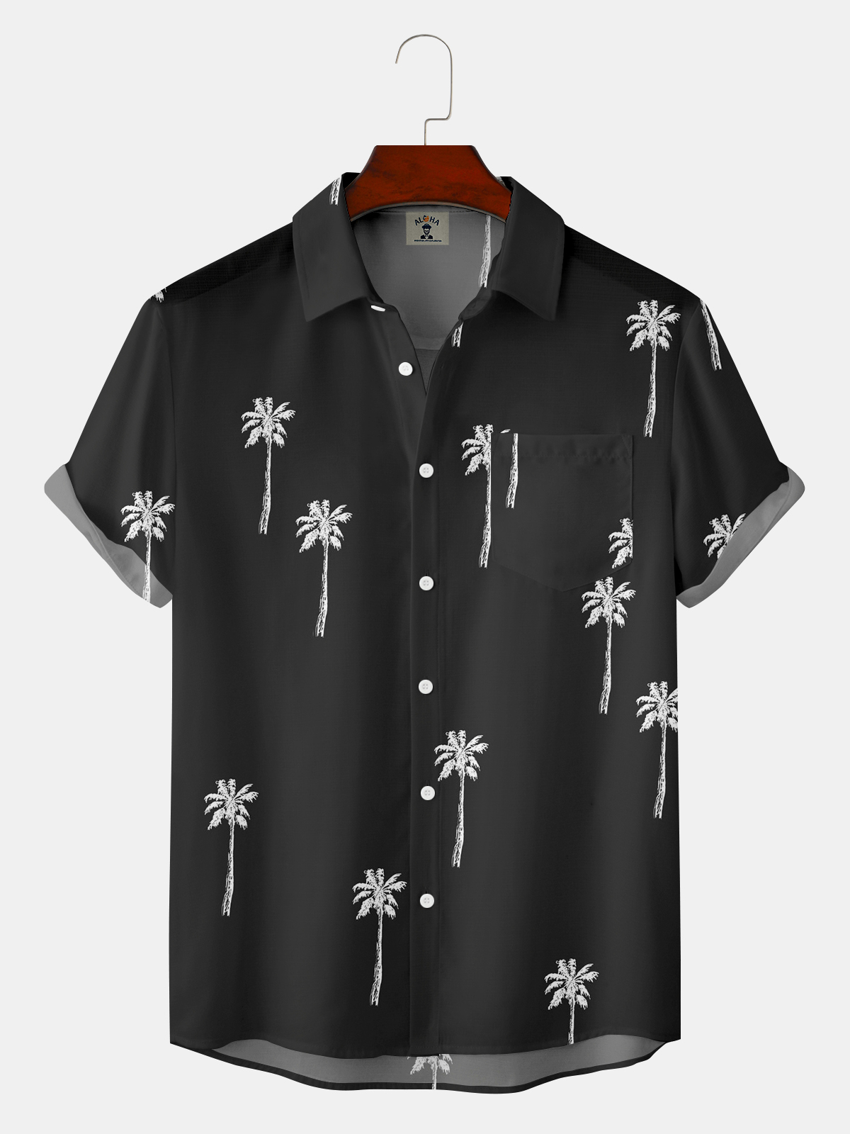 Men's Hawaiian Palm Tree Print Pocket Casual Everyday Comfort Short Sleeve Shirt-Garamode
