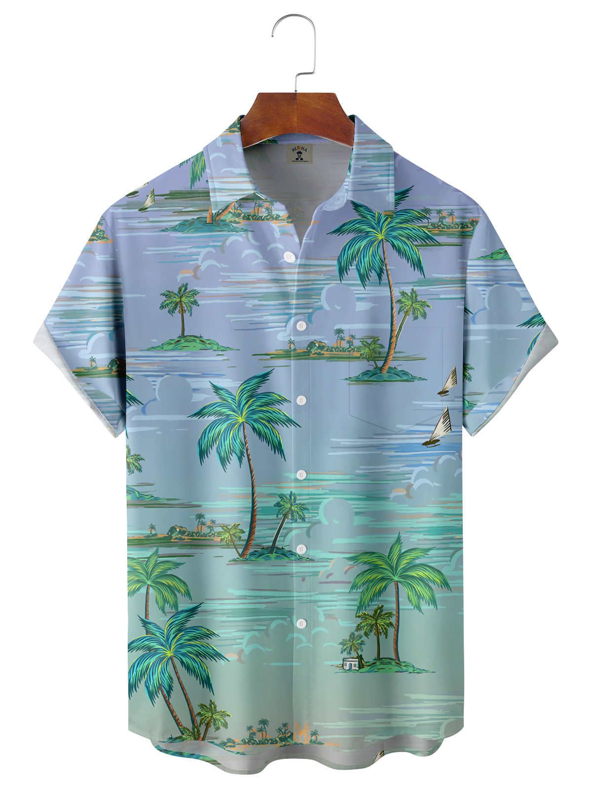 Beach Coconut Tree Casual Loose Men's Short-Sleeved Shirt-Garamode