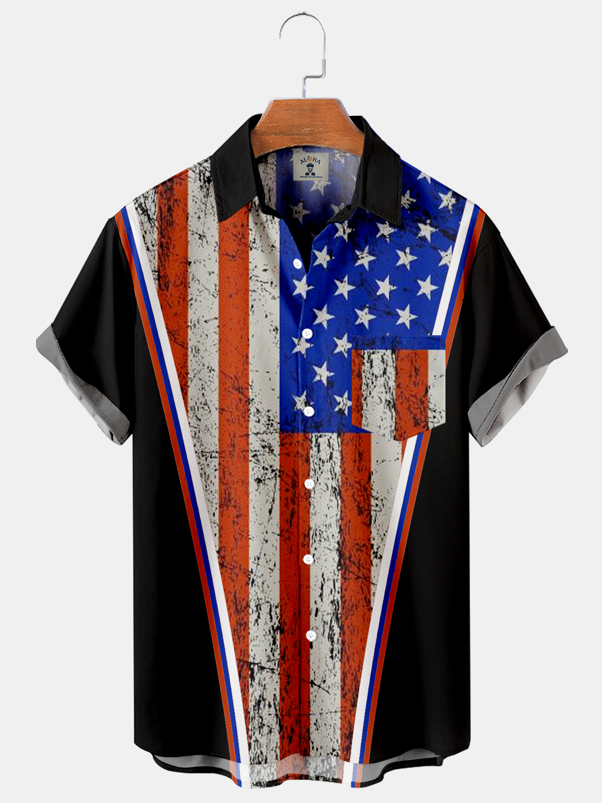 Men's American Flag Short Sleeve Shirt-Garamode