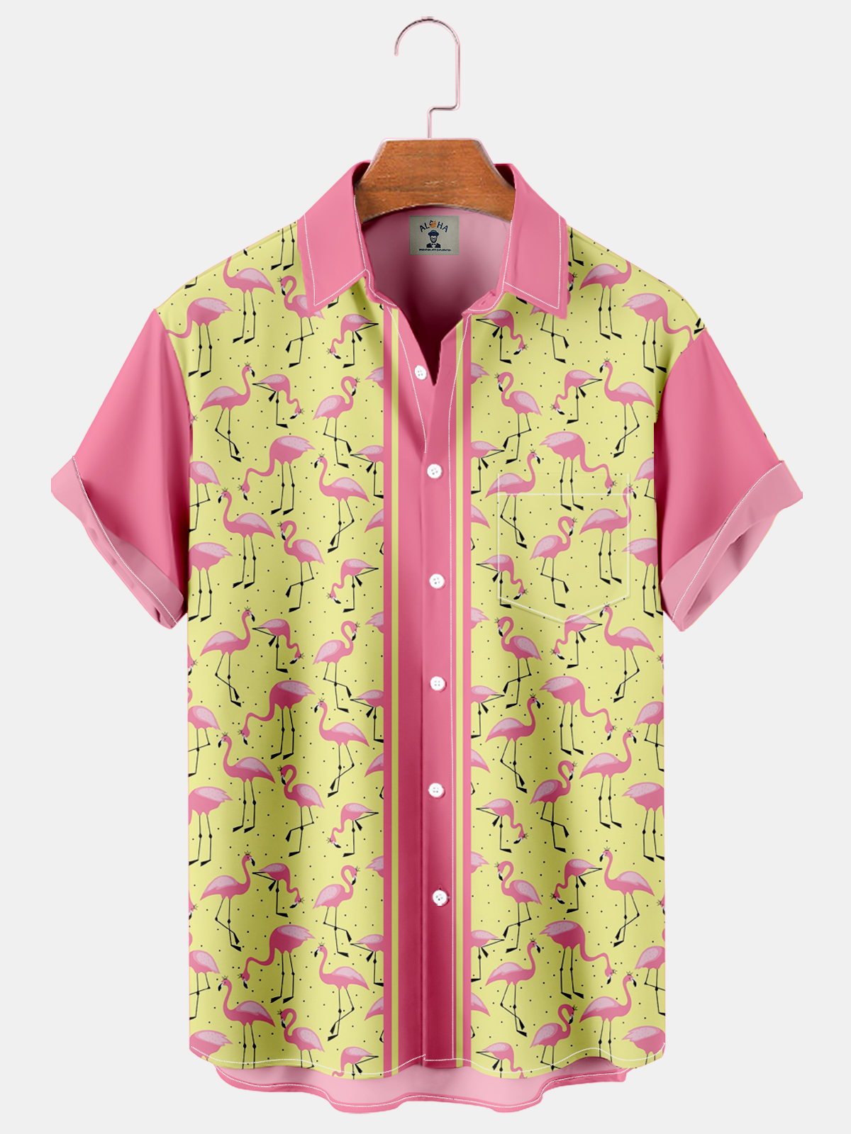 Hawaiian Flamingo Pocket Short Sleeve Shirt-Garamode