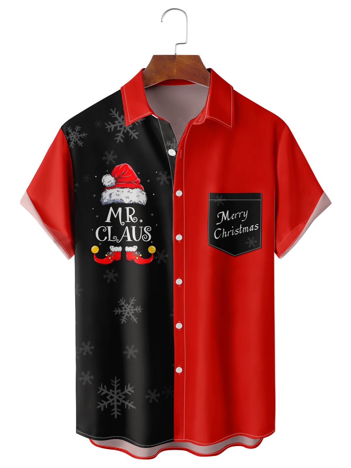 Christmas Casual Loose Men's Plus Size Short-Sleeved Shirt-Garamode