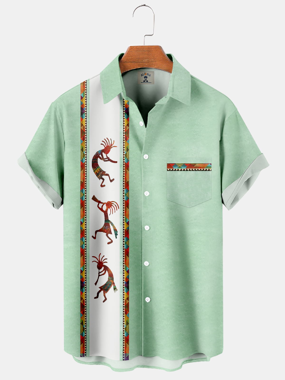 Men's Vintage KOKOPELLI Stripe Print Bowling Shirt-Garamode