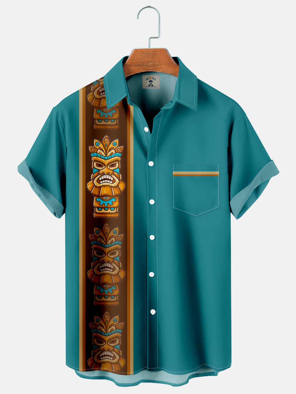 Tiki print pocket bowling shirtGaramode