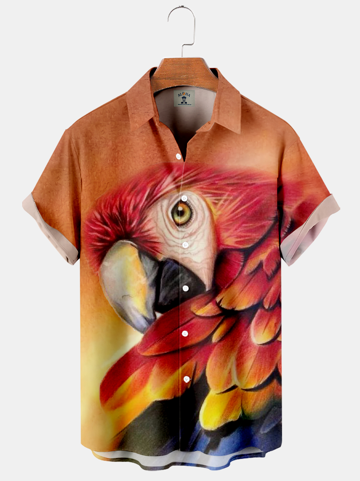 Men's Hawaiian Casual Parrot Print Short Sleeve Shirt-Garamode