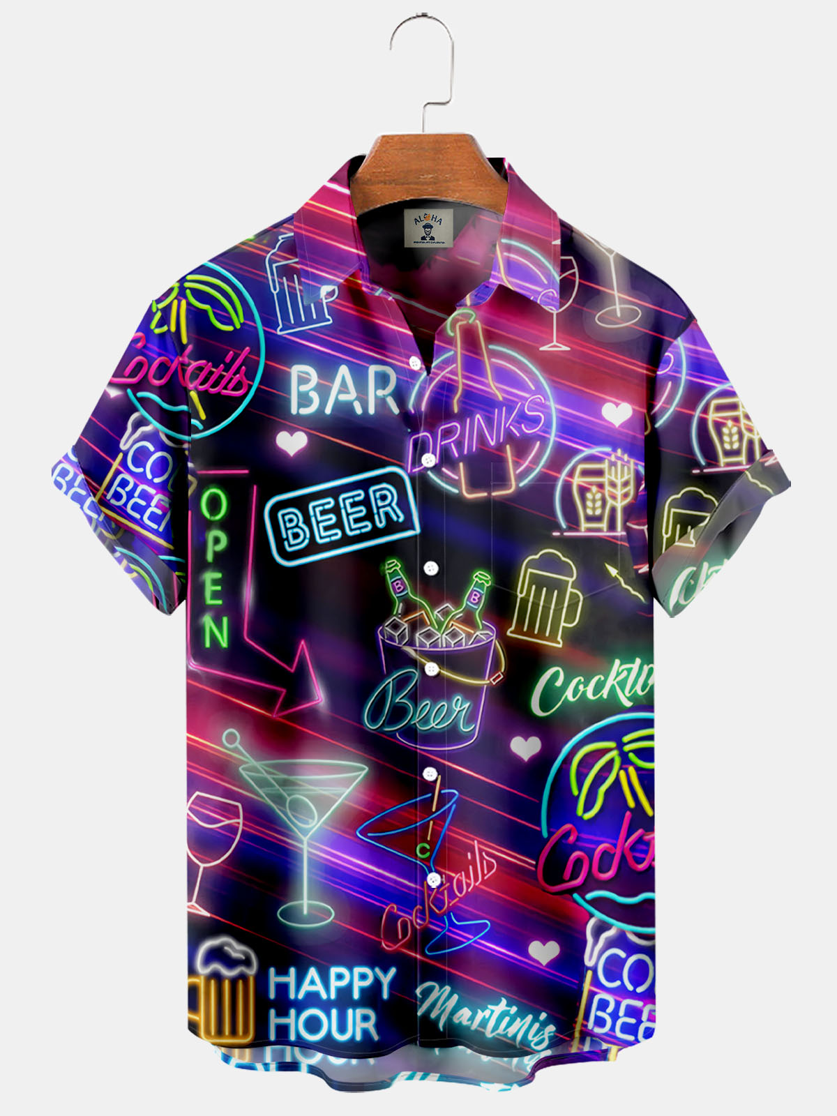 Pub Print Pocket Short Sleeve Shirt with Glasses and Beer-Garamode