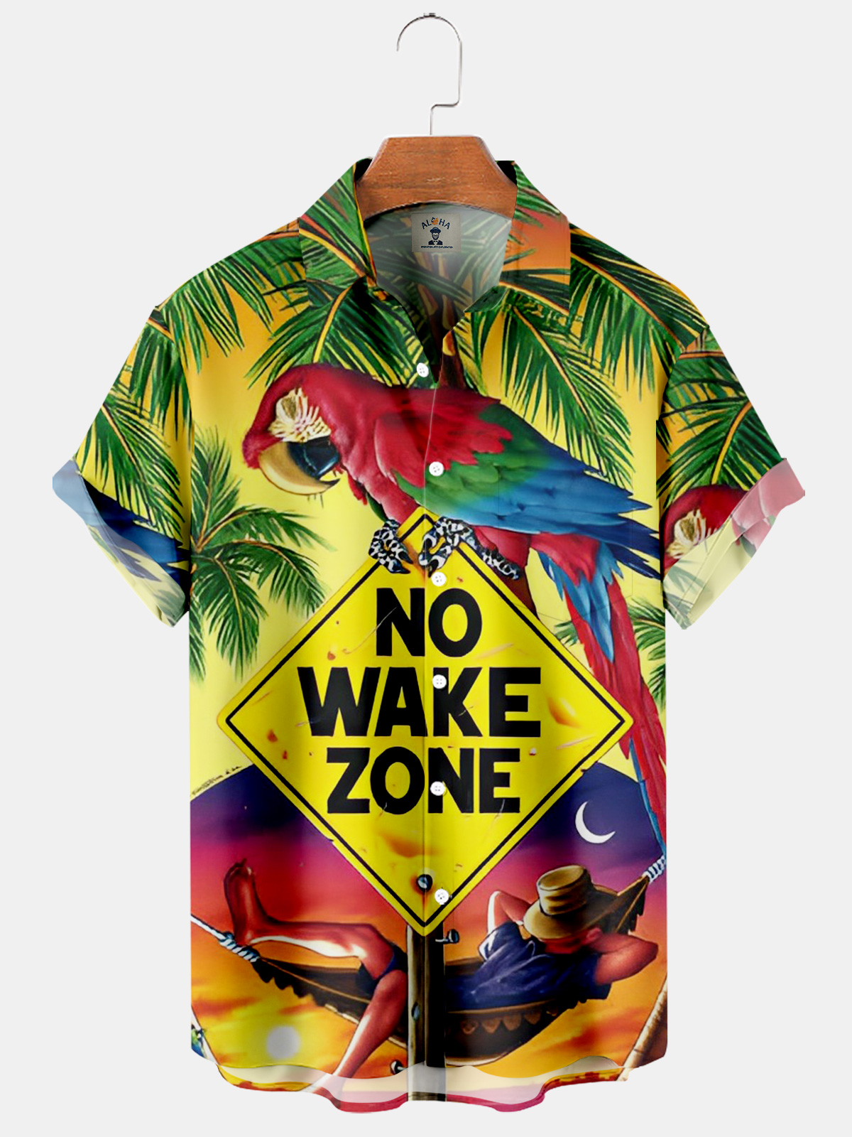 Men's Hawaiian Parrot Print Casual Loose Oversized Short Sleeve Shirt-Garamode