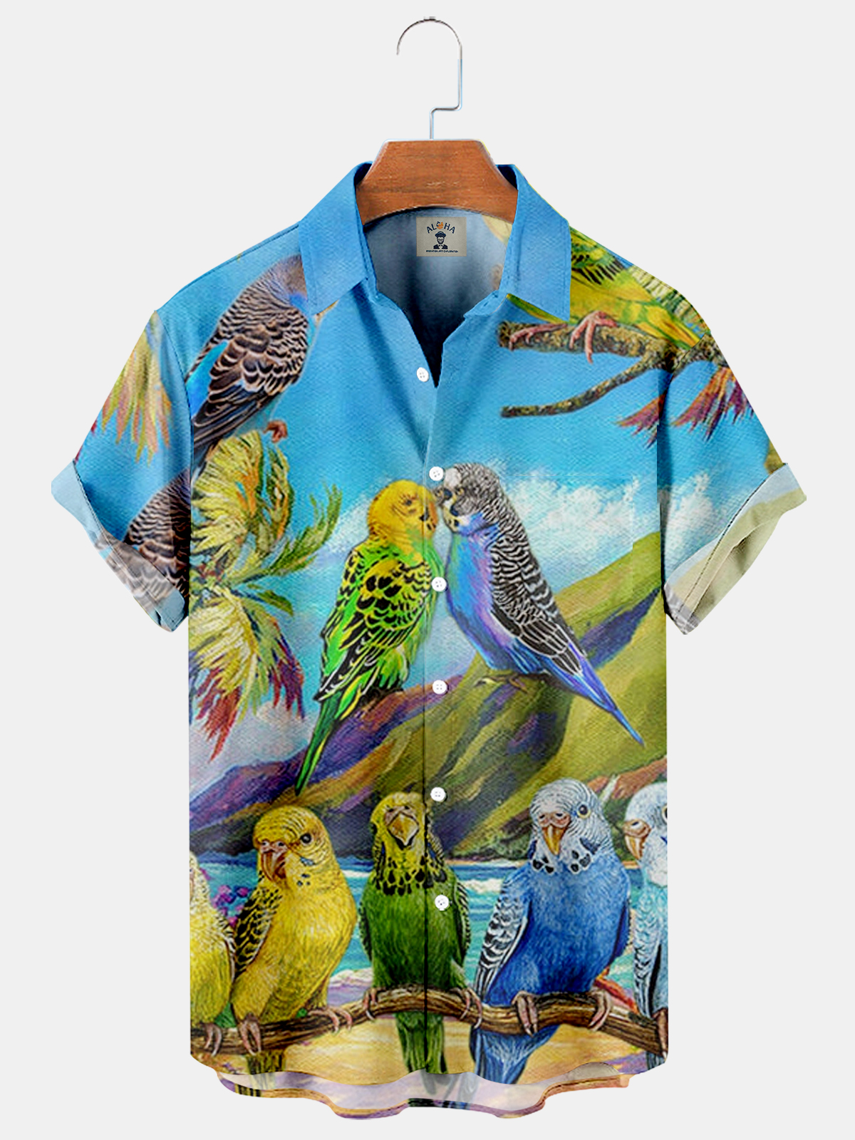 Men's Parrot Hawaiian Loose Casual Short Sleeve Shirt-Garamode