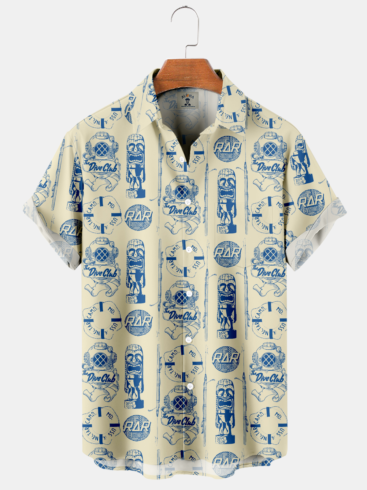 Men's Hawaiian THE DIVE CLUB Custom Printed Short Sleeve Shirt-Garamode