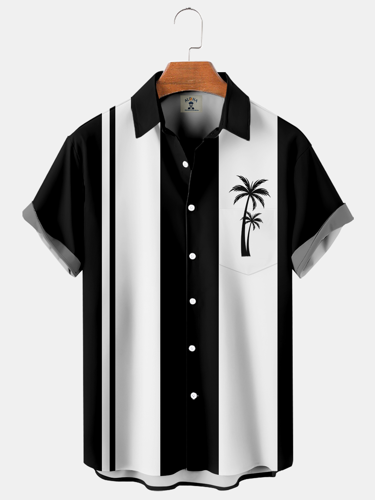 Coconut Tree Casual Loose Men's Plus Size Short-Sleeved Shirt-Garamode