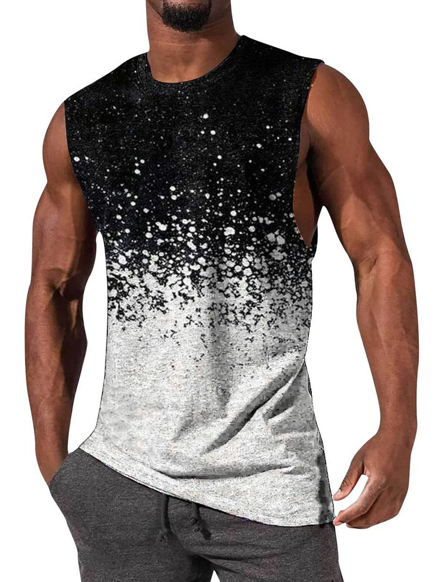 Men's Casual Simple Gradient Polka Dot Print Sleeveless Shirt-Garamode