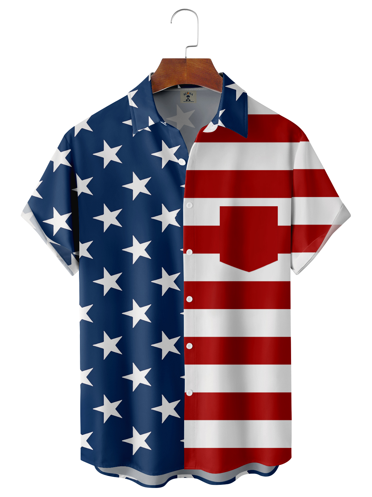 Simple National Flag Casual Loose Men's Short-Sleeved Shirt-Garamode