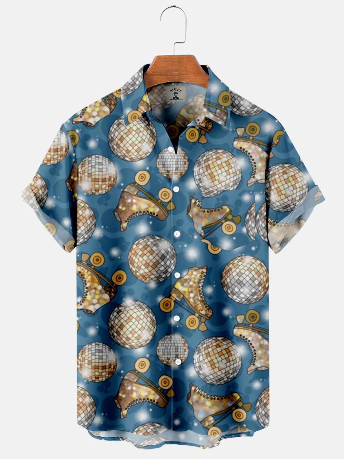 Men's Stardust Roller Disco Hawaiian Short Sleeve Shirt-Garamode