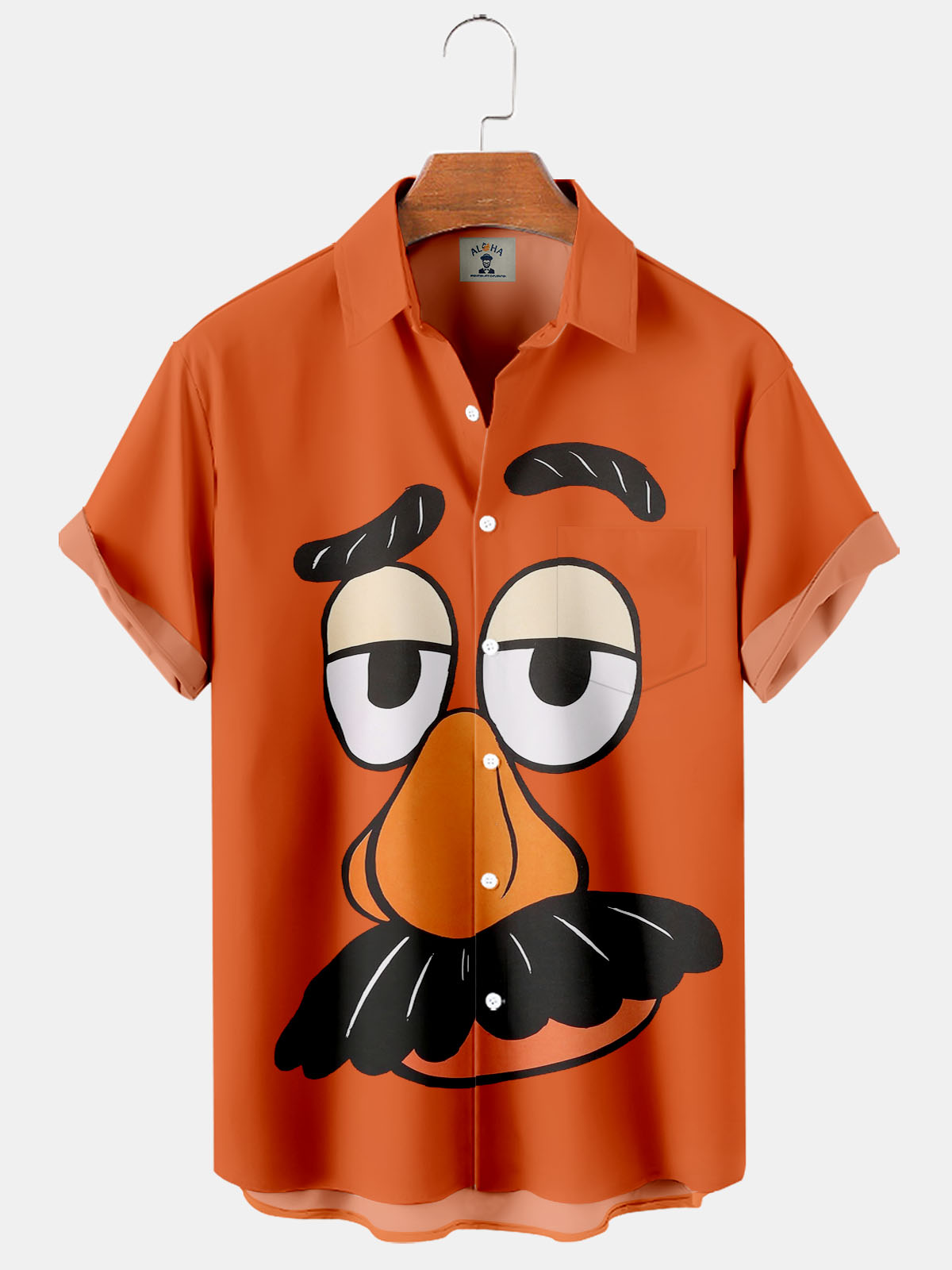 Mr. Potato Cartoon Print Short Sleeve Shirt-Garamode