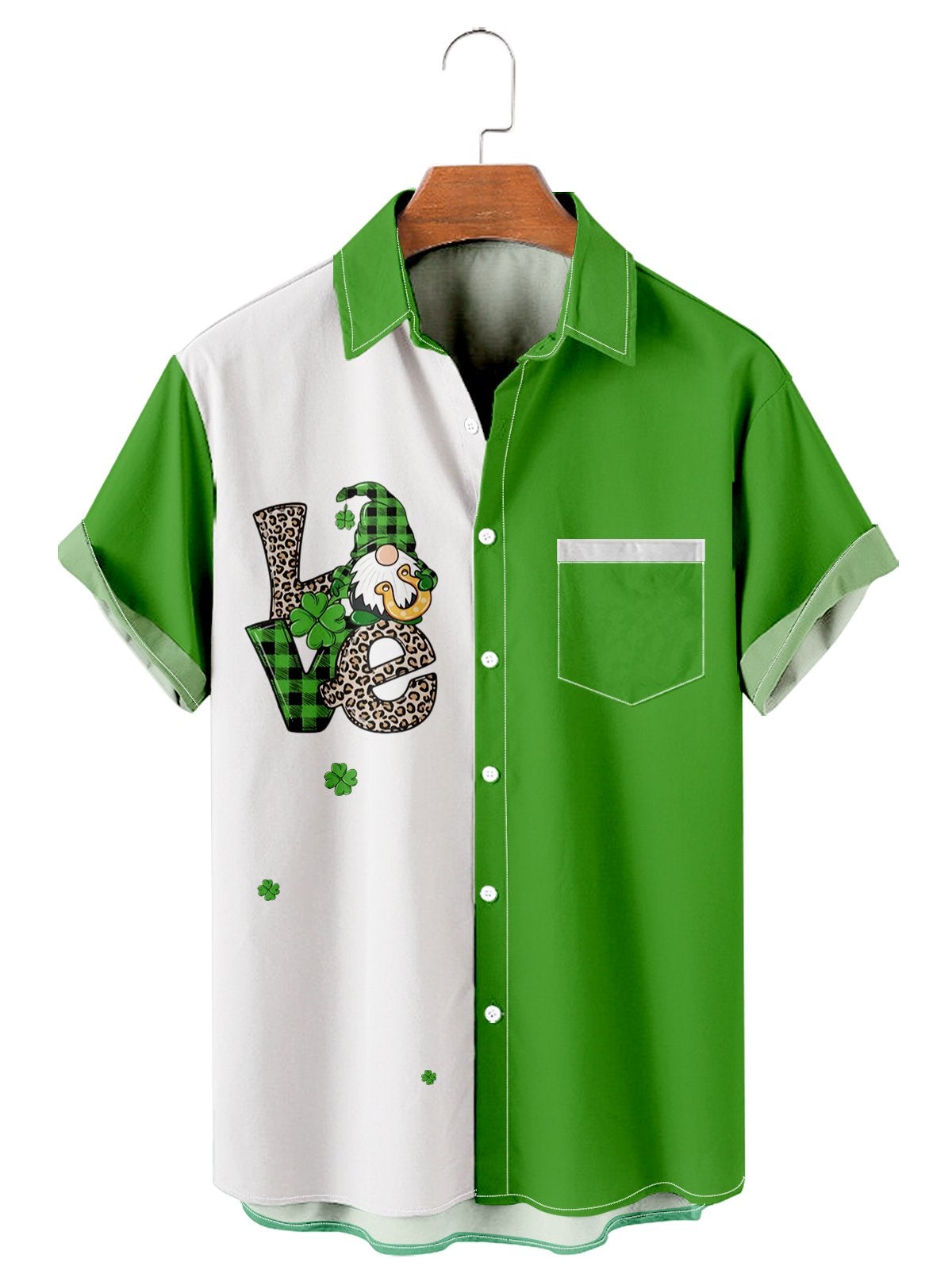 St. Patrick Simple Lucky Grass Men's Large Short Sleeve Shirt-Garamode