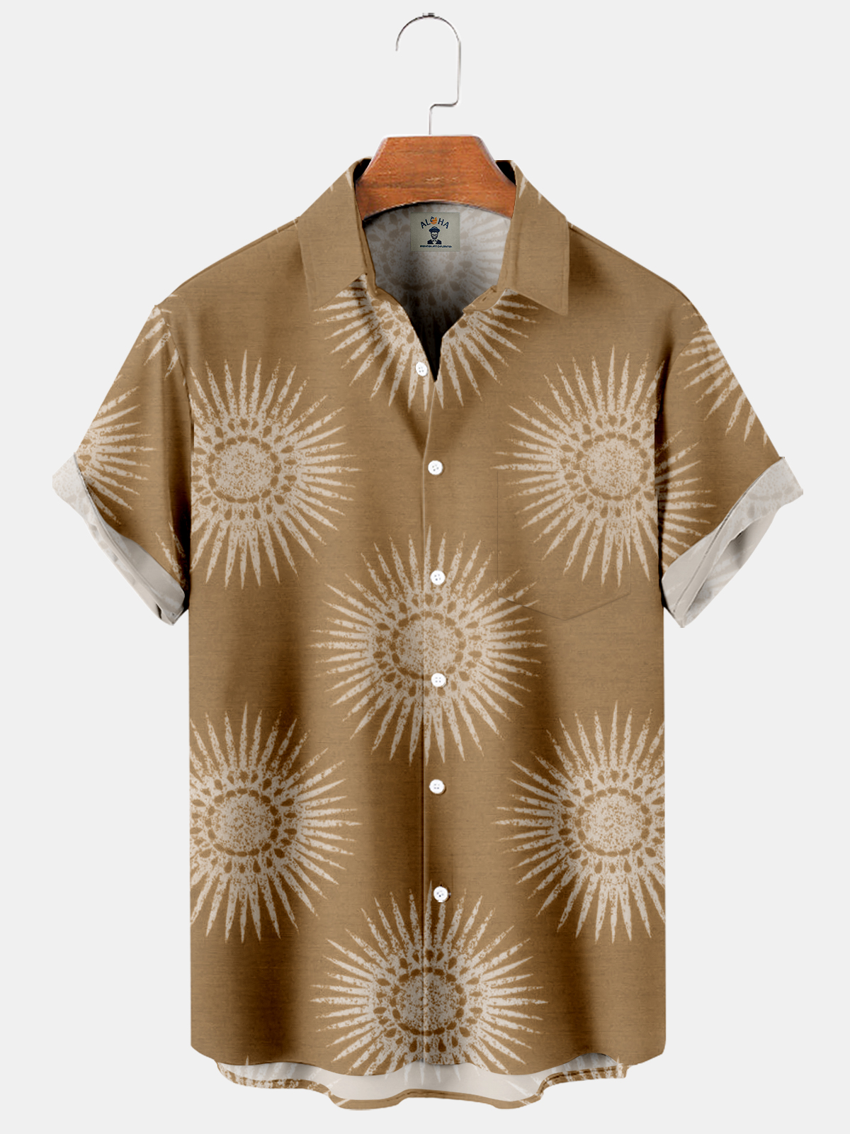 Men's Retro Simple Helios Print Short Sleeve Shirt-Garamode