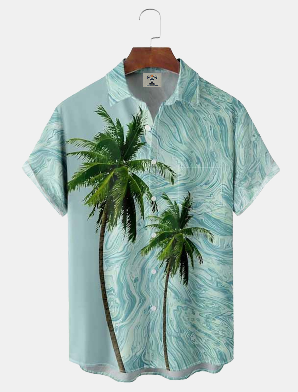 Hawaiian Oil Painting Coco Print Pocket Short Sleeve Shirt-Garamode