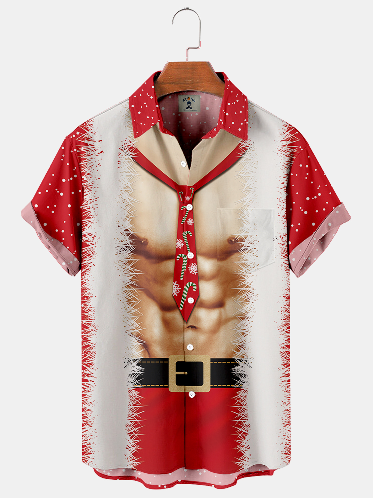 Men's Christmas Fun Muscle Print Short Sleeve Shirt-Garamode