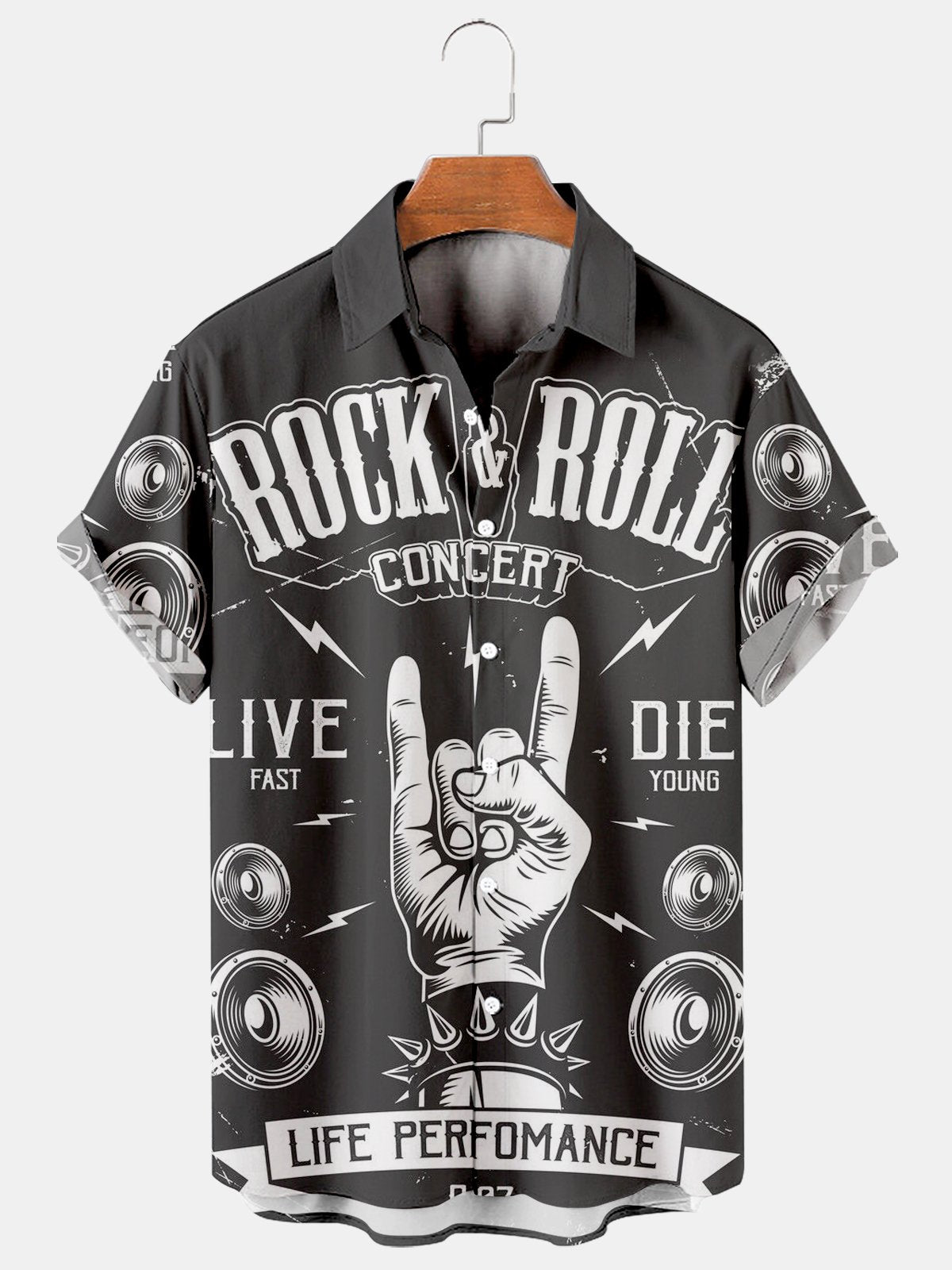 Rock Casual Loose Men's Plus Size Short-Sleeved Shirt-Garamode