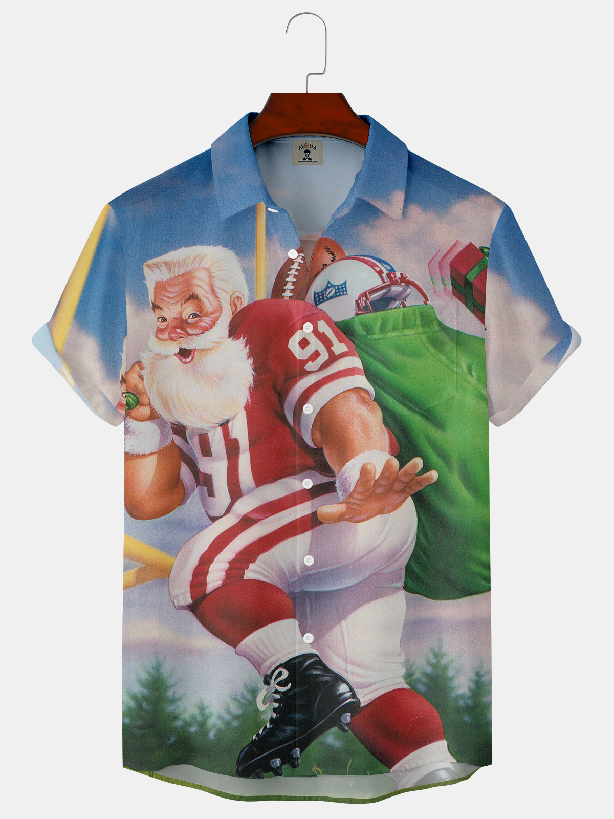 Men's Christmas Fun Santa Print Shirt-Garamode