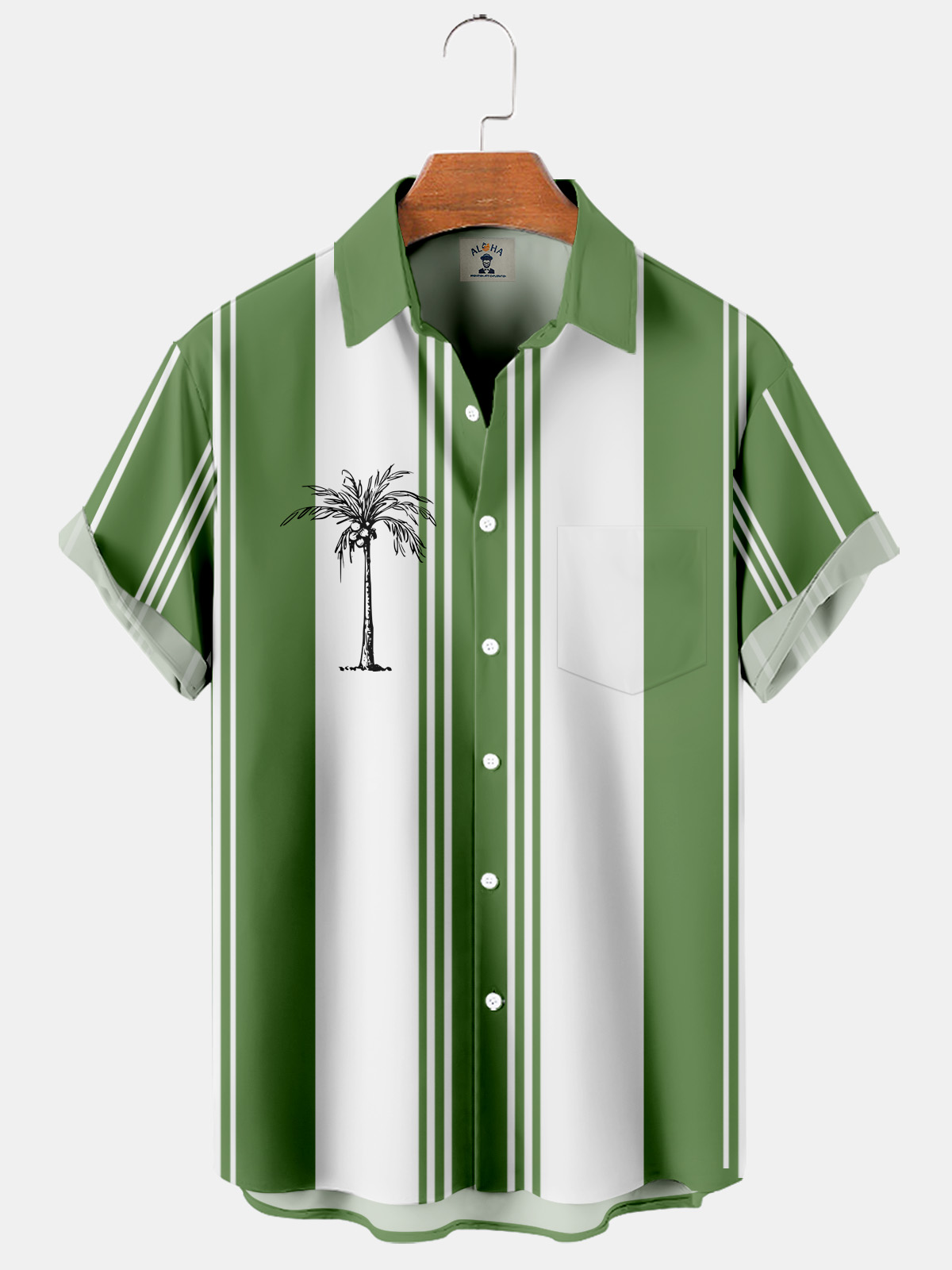 Men's Hawaiian Stripe Coco Contrast Print Short Sleeve Shirt-Garamode
