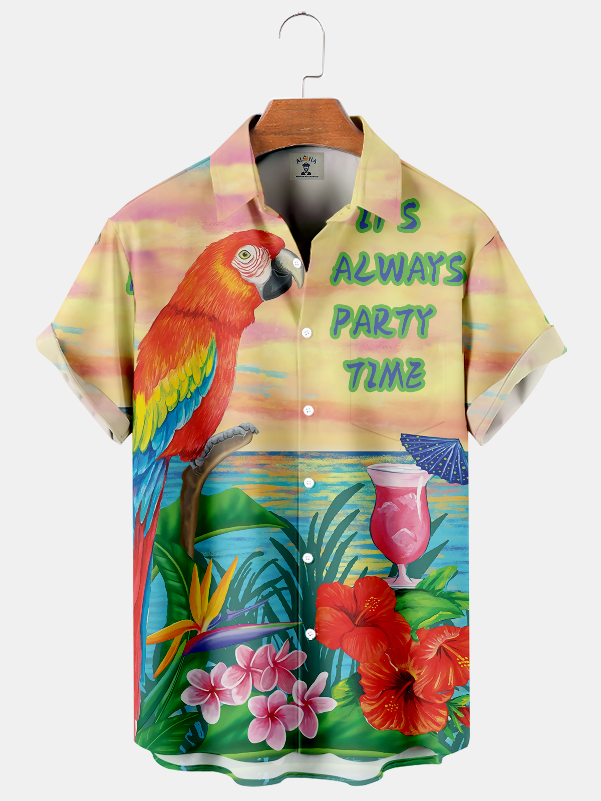 Parrot Casual Loose Men's Short-Sleeved Shirt-Garamode