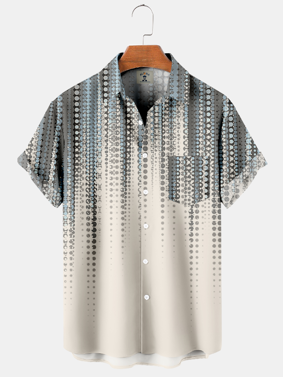 Vintage Ethnic Print Pocket Short Sleeve Shirt-Garamode