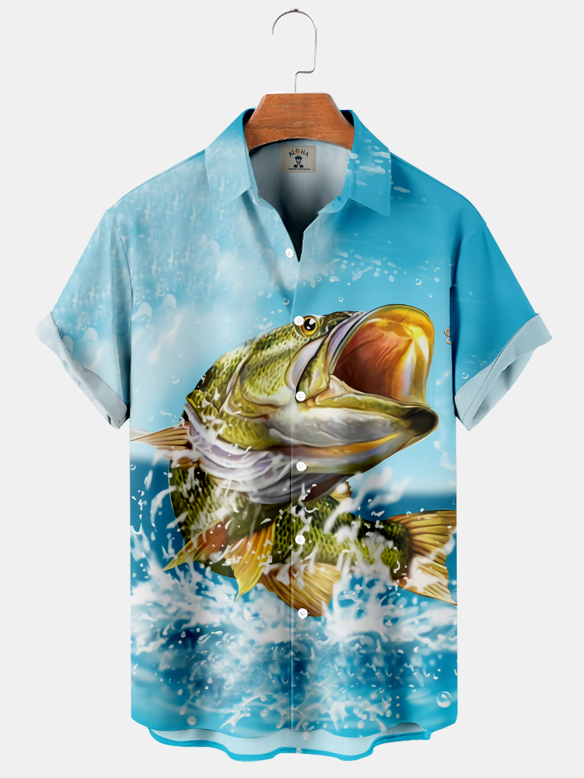 Men's Hawaiian Ocean Snook Print Short Sleeve Shirt-Garamode