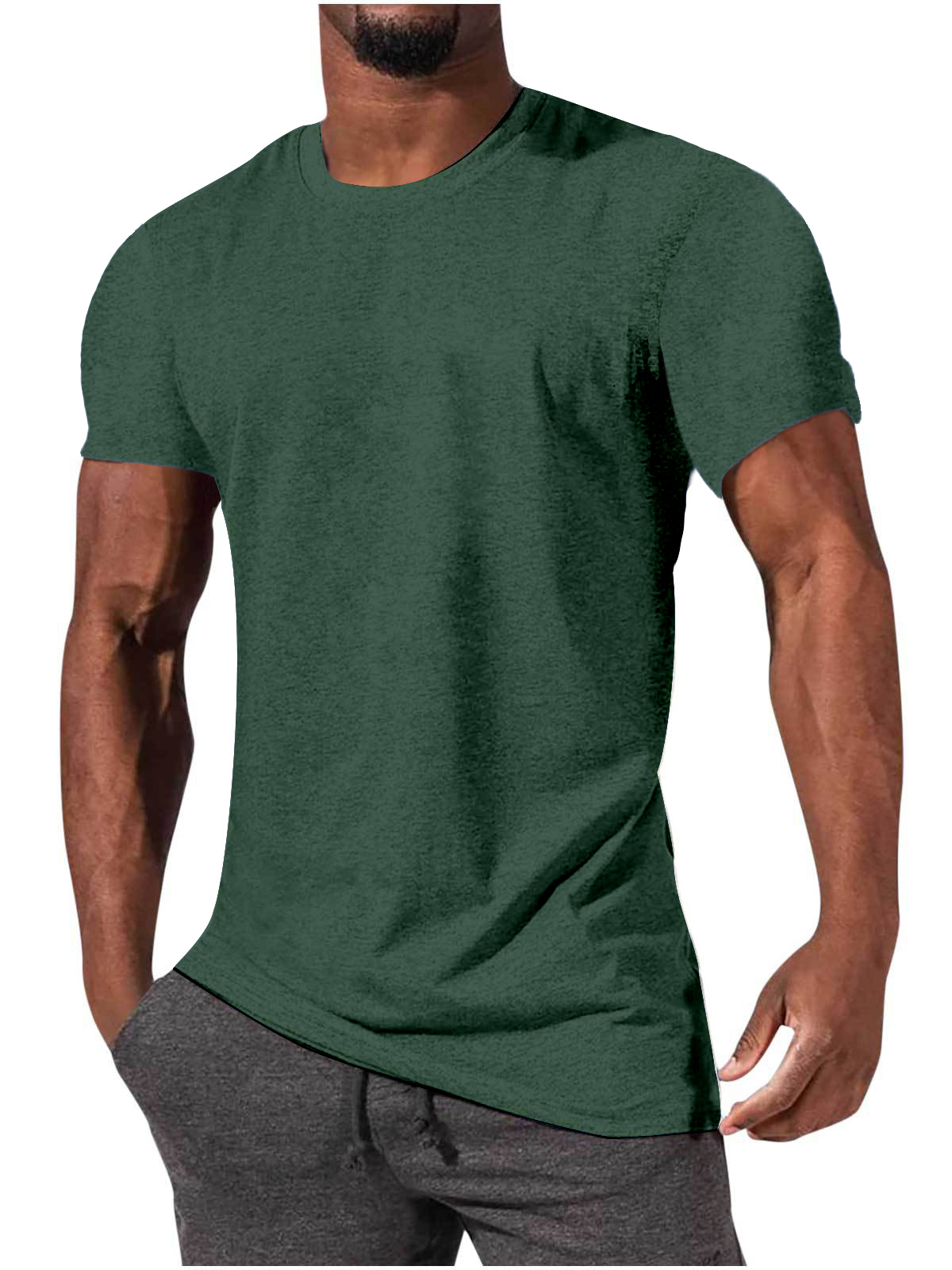 Men's Casual Simple Solid Color Comfortable Short Sleeved T-shirt-Garamode
