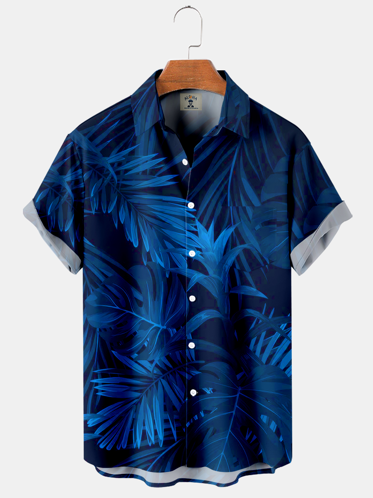 Men's Hawaiian Neon Palm Leaf Print Short Sleeve Shirt-Garamode