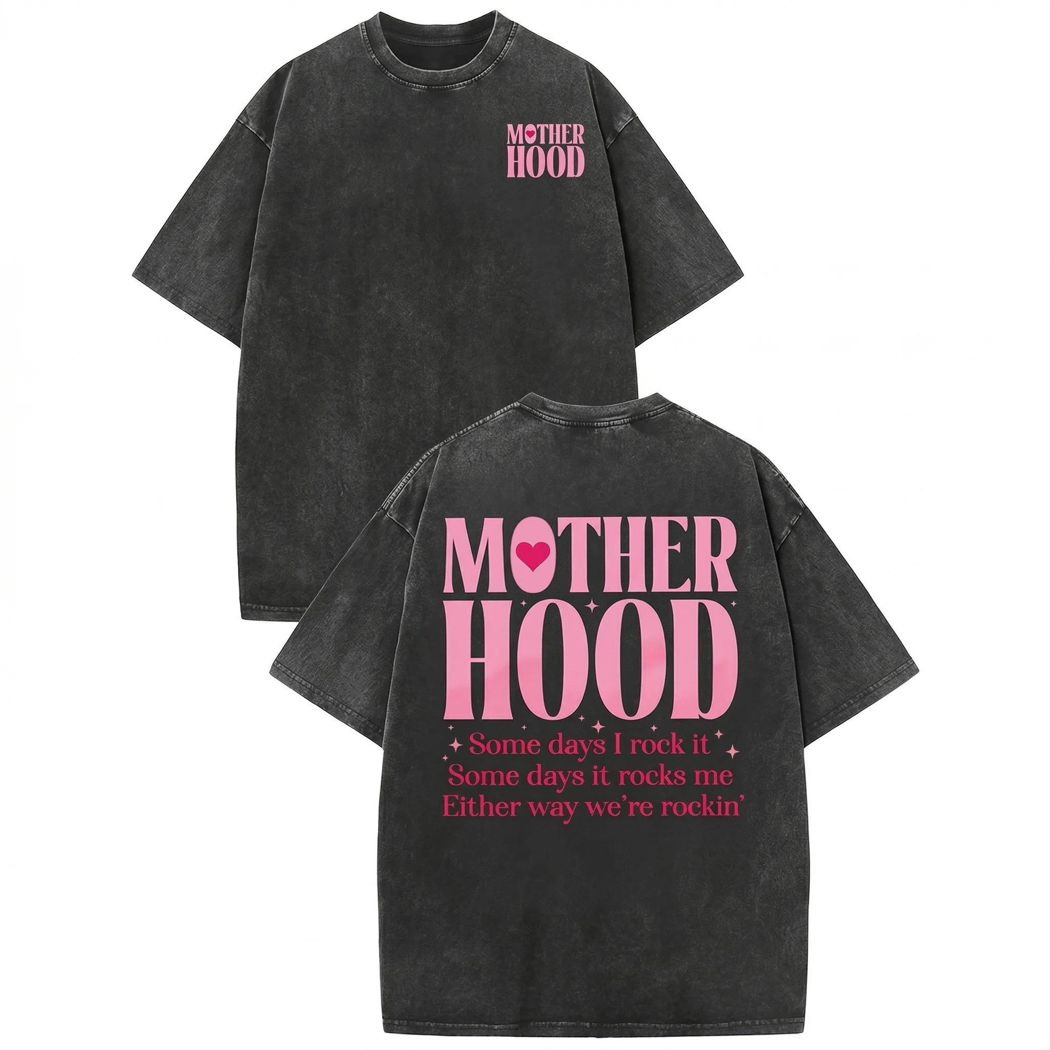 Motherhood Vintage Washed Tee, Some Days I Rock It Some Days It Rocks Me Shirt 
