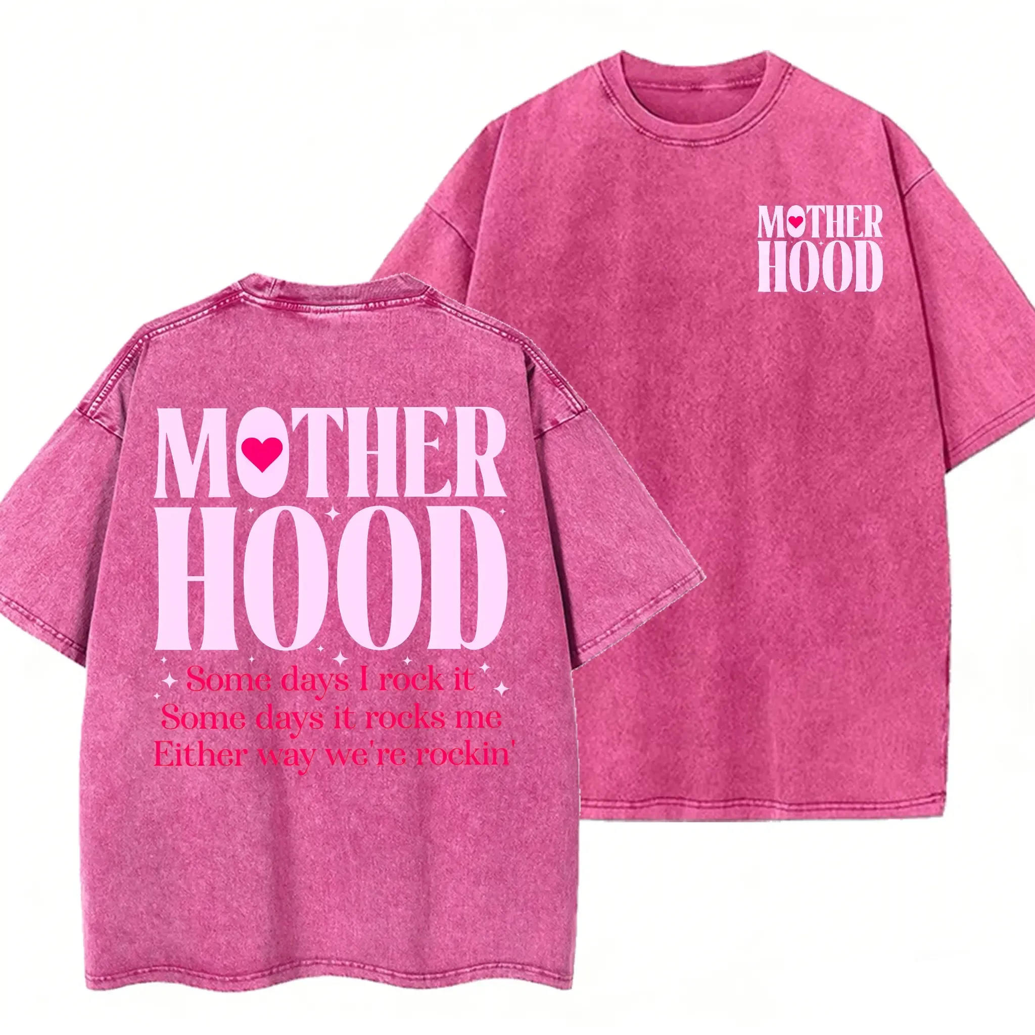 Motherhood Vintage Washed Tee, Some Days I Rock It Some Days It Rocks Me Shirt 