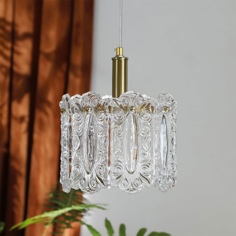 Carved Pattern Glass Pendant Lamp