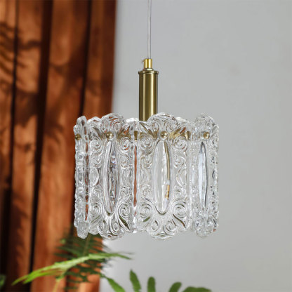 Carved Pattern Glass Pendant Lamp