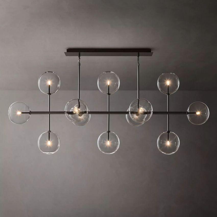Glass Globe Modern Linear Chandelier 72"