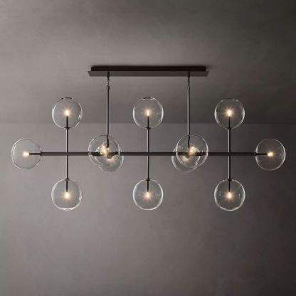 Glass Globe Modern Linear Chandelier 72"