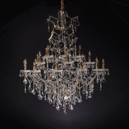 19th C. Rococo Iron & Crystal Round Chandelier 40"