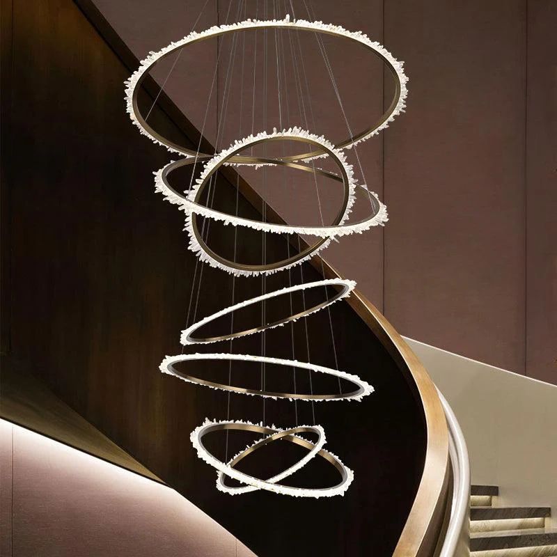 Rock Crystal Multi Rings Chandelier