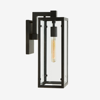 Modern Rectangular Brass Framed Outdoor Glass Wall Sconce