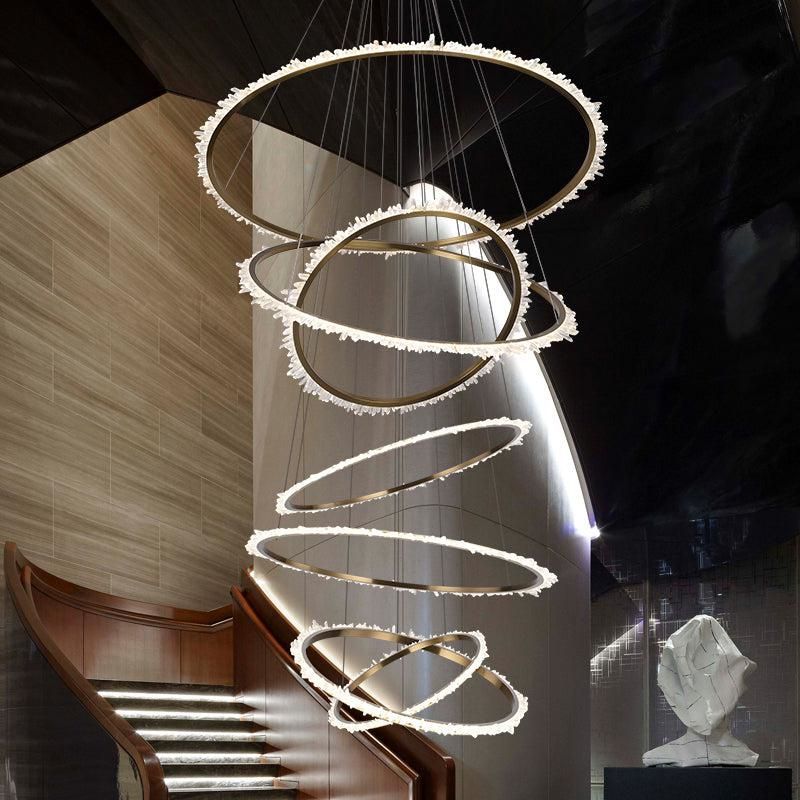 Rock Crystal Multi Rings Chandelier