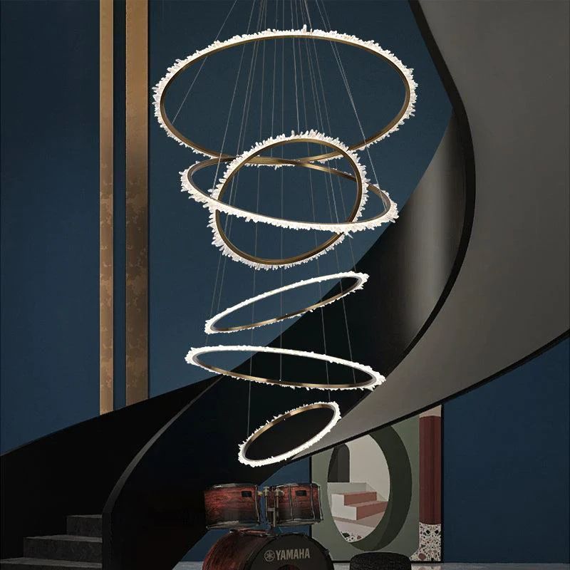 Rock Crystal Multi Rings Chandelier
