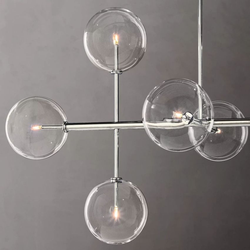 Glass Globe Modern Linear Chandelier 72"