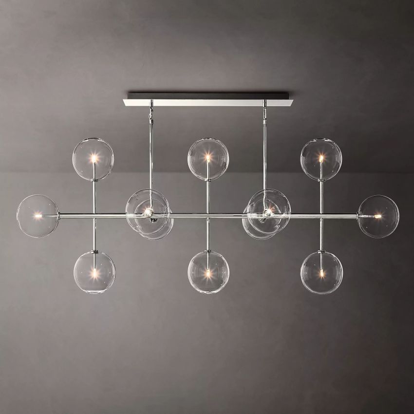 Glass Globe Modern Linear Chandelier 72"