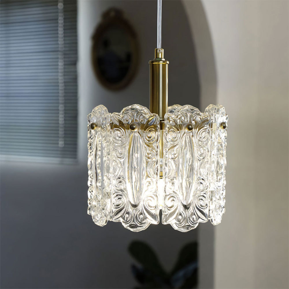 Carved Pattern Glass Pendant Lamp