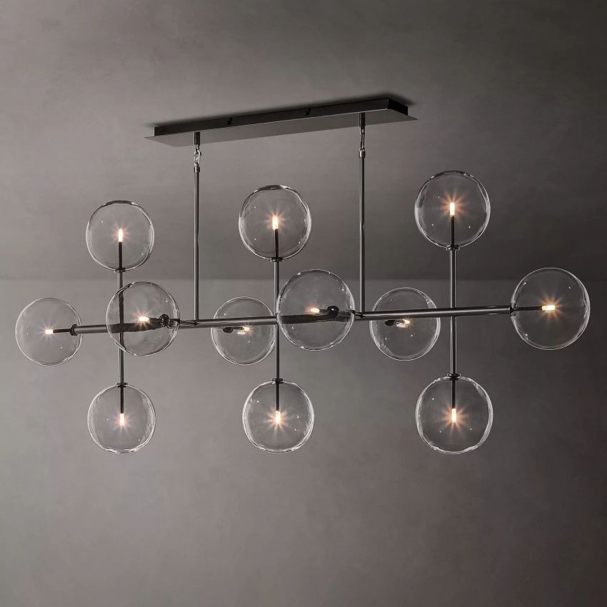 Glass Globe Modern Linear Chandelier 72"