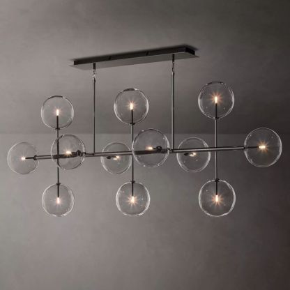 Glass Globe Modern Linear Chandelier 72"