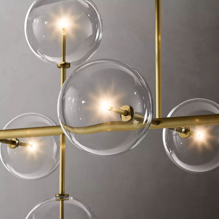 Glass Globe Modern Linear Chandelier 72"