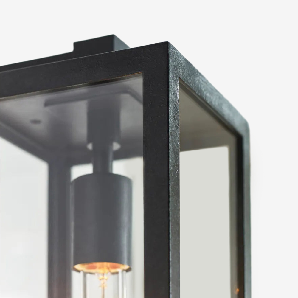 Modern Rectangular Brass Framed Outdoor Glass Wall Sconce