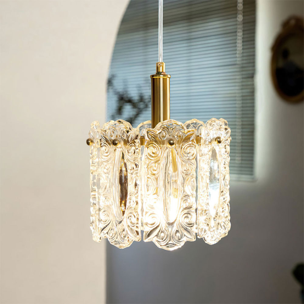 Carved Pattern Glass Pendant Lamp