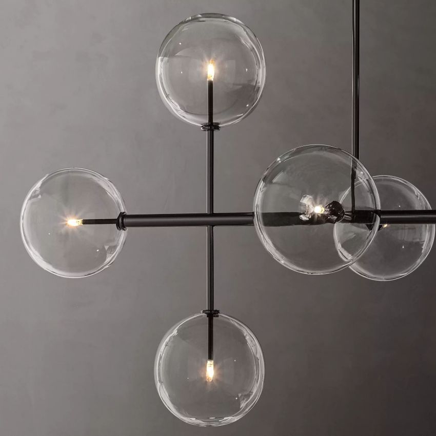 Glass Globe Modern Linear Chandelier 72"